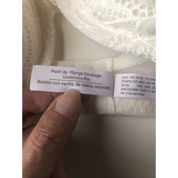 Women  LACE PLUNGE PUSH-UP Bra -Auden White 32DD - Picture 9 of 10